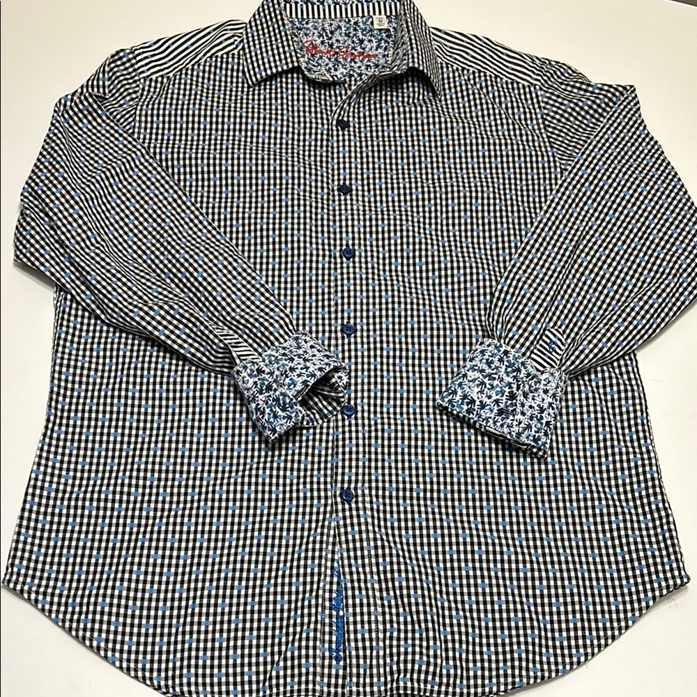 Men's Robert Graham plaid checkered, button-down long sleeve shirt, size medium